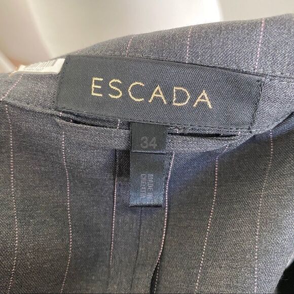 Escada Gray Stripe Linen Blazer Jacket Women’s 34 XS Business Formal Classic - Picture 8 of 9